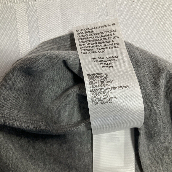 Eddie Bauer Mens Medium M Short Sleeve Crew Neck Lounge T Shirt Gray With Logo - Picture 9 of 11